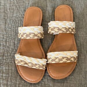 Braided Tan and Cream Women's Sandals
